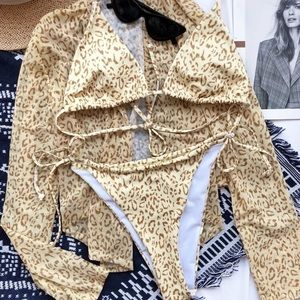 Leopard 3 Piece Bikini Set